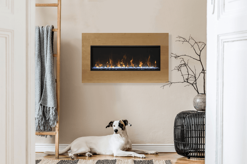 Amantii 33 inch Remii CLASSIC-SLIM-33 Black Steel Surround Classic Extra Slim Built In Electric Fireplace