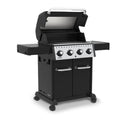 Broil King 57" Crown 420 4-Burner Black Gas Grill with Cast Iron Grids & Drop-Down Shelves