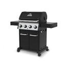 Broil King 57" Crown 420 4-Burner Black Gas Grill with Cast Iron Grids & Drop-Down Shelves