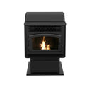 Ventis 25" EPA-Certified Black Pellet Stove with Pedestal – 80 lb Hopper Capacity