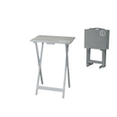 5 Piece Wooden Foldable Tray Table Set With Compass Design, Dark Gray -