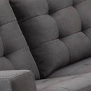 Fabric Upholstered Wooden Loveseat With Tufted Seat And Backrest, Gray