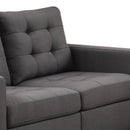Fabric Upholstered Wooden Loveseat With Tufted Seat And Backrest, Gray