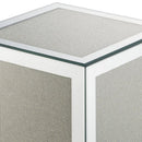 Mirrored Accent Table With Faux Diamond Inlay And Glass Top, Silver - BM225704