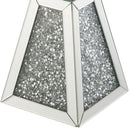 Round Mirrored Accent Table With Pedestal Base And Glass Top, Silver
