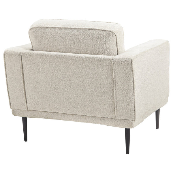 Fabric Chair With Track Style Arms And Sleek Metal Legs, Light Gray