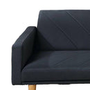 Fabric Adjustable Sofa With Chevron Pattern And Splayed Legs, Black