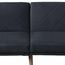 Fabric Adjustable Sofa With Chevron Pattern And Splayed Legs, Black