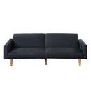 Fabric Adjustable Sofa With Chevron Pattern And Splayed Legs, Black