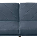 Fabric Adjustable Sofa With Chevron Pattern And Splayed Legs, Navy Blue - BM232616