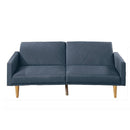 Fabric Adjustable Sofa With Chevron Pattern And Splayed Legs, Navy Blue - BM232616