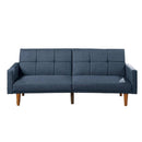 Fabric Adjustable Sofa With Square Tufted Back, Blue