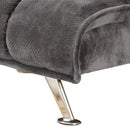 Convertible Fabric Chair With Tufted Design And Metal Legs, Gray