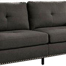 Fabric Upholstered Sofa With Track Arms And Nailhead Trim, Dark Gray