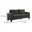 Fabric Upholstered Sofa With Track Arms And Nailhead Trim, Dark Gray