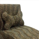 Pet Furniture With Leopard Print Fabric And Block Feet, Black And Yellow
