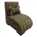 Pet Furniture With Leopard Print Fabric And Block Feet, Black And Yellow