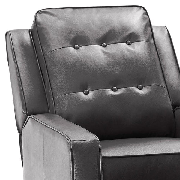 Armchair With Push Back Recline And Button Tufting, Black