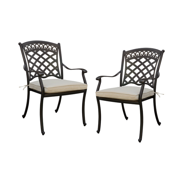 Avilla Transitional Padded Patio Arm Chairs (Set of 2)