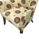 Patterned Fabric Arm Upholstered Side Sofa Chair With Flared Legs, Brown And Yellow