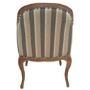 Striped Fabric Arm Wooden Frame Side Sofa Chair, Gray And White
