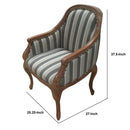 Striped Fabric Arm Wooden Frame Side Sofa Chair, Gray And White