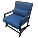 Fabric Padded Wooden Frame Accent Sofa Chair With Armrest, Black And Blue