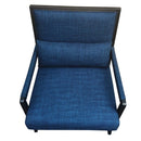Fabric Padded Wooden Frame Accent Sofa Chair With Armrest, Black And Blue
