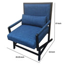 Fabric Padded Wooden Frame Accent Sofa Chair With Armrest, Black And Blue