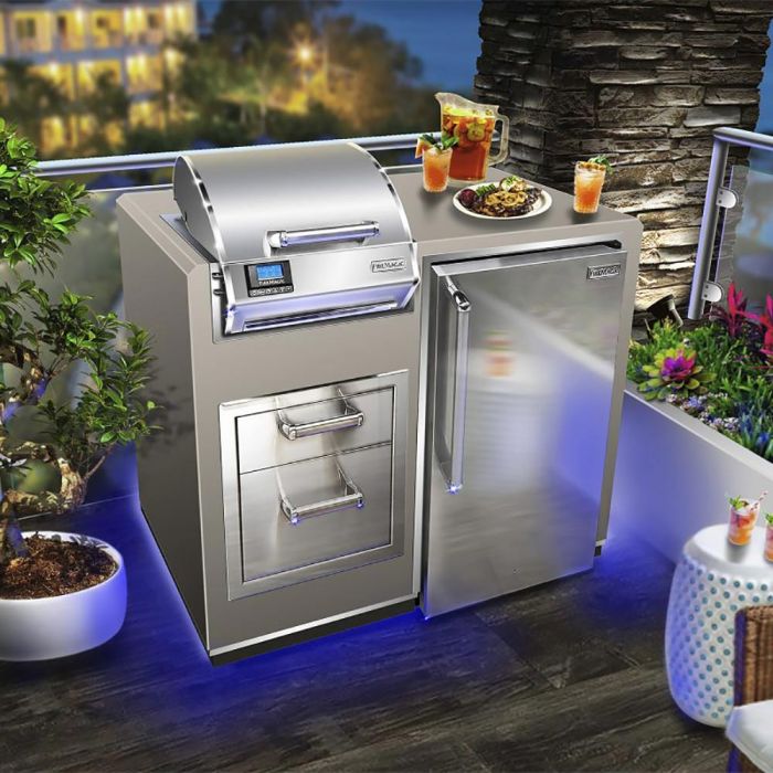 Fire Magic - ID251-R-44SM Electric Grill Island Bundle with Refrigerator & Double Drawers, 36x44-Inch