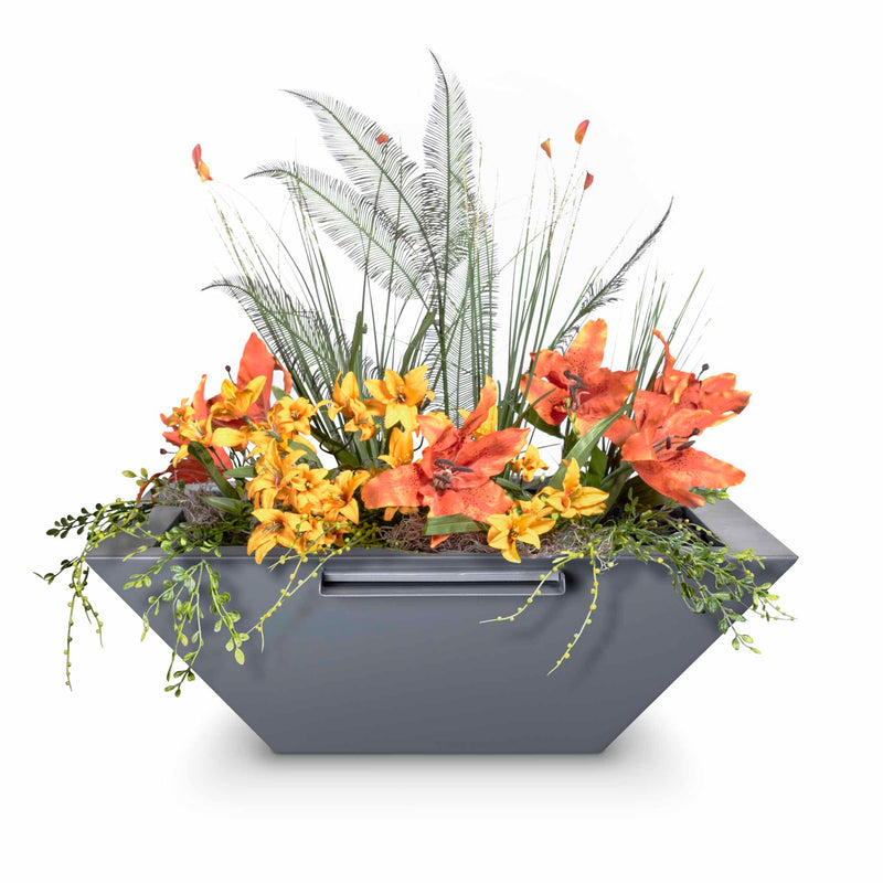 The Outdoor Plus - Maya Powder Coated Steel Square Planter & Water Bowl