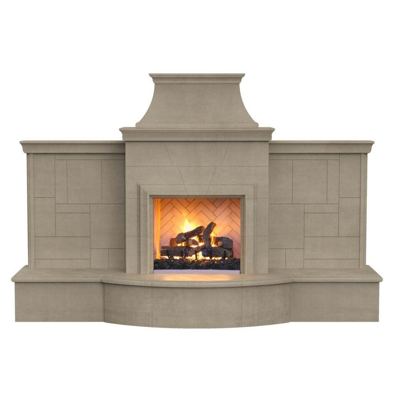 American Fyre Designs 127 Inch GFRC Grand Petite Cordova Vented Gas Fireplace with Extended Bullnose Hearth