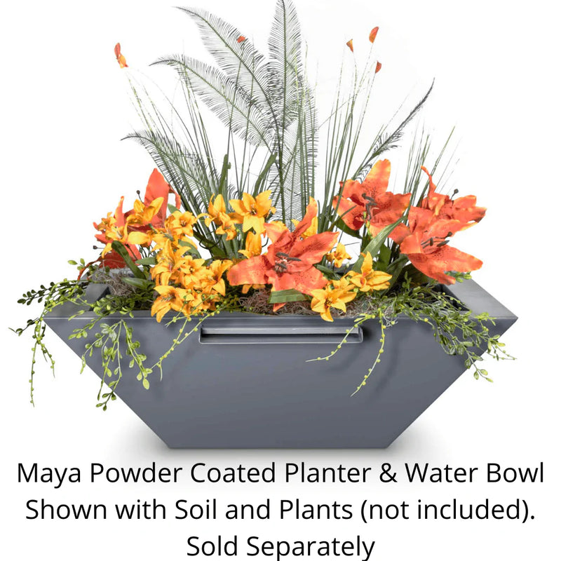 The Outdoor Plus - Maya Powder Coated Steel Square Planter & Water Bowl