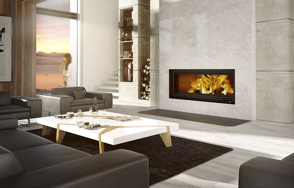 Linear Wood Fireplace : Modern Heating & Style