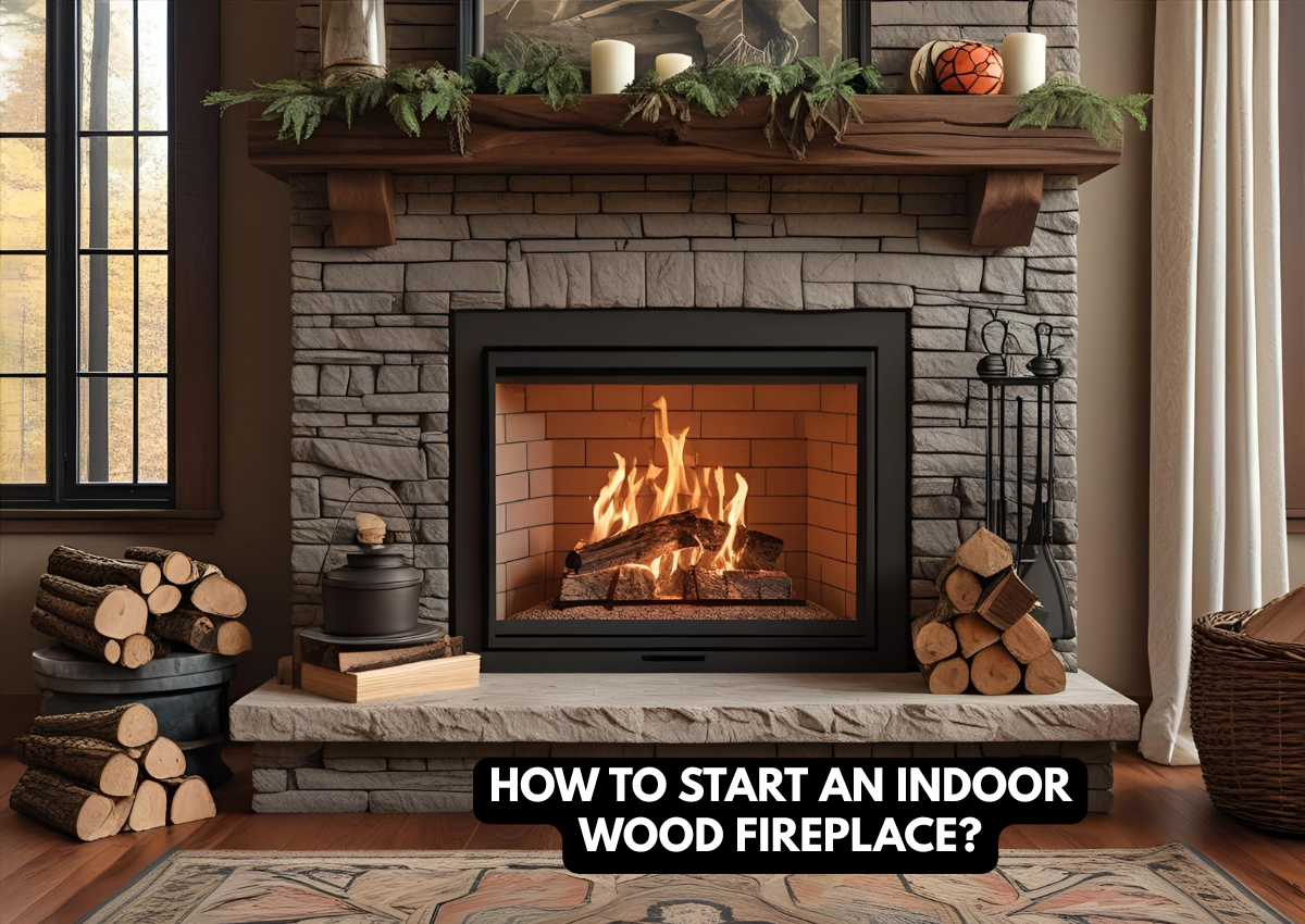 indoor wood fireplace