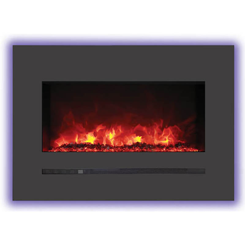 Sierra Flame by Amantii - 88" Wall Mount/Flush Mount Electric Fireplace with Deep Charcoal Colored Steel Surround