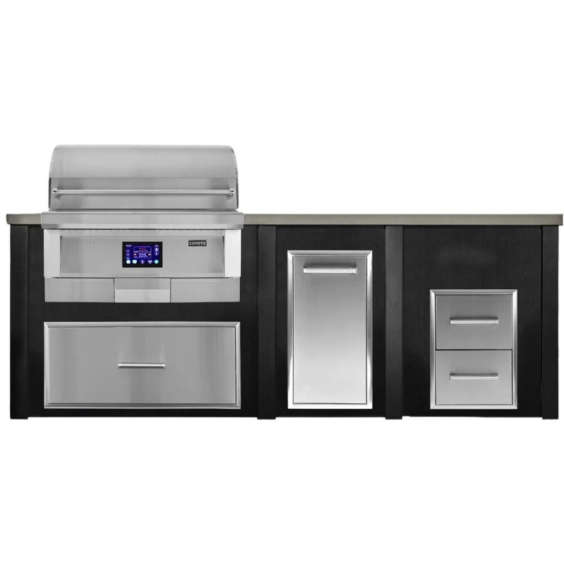 Haven 96-Inch Outdoor Kitchen Island with Cutouts for 36-Inch Pellet Grill & 2-Drawer Cabinet