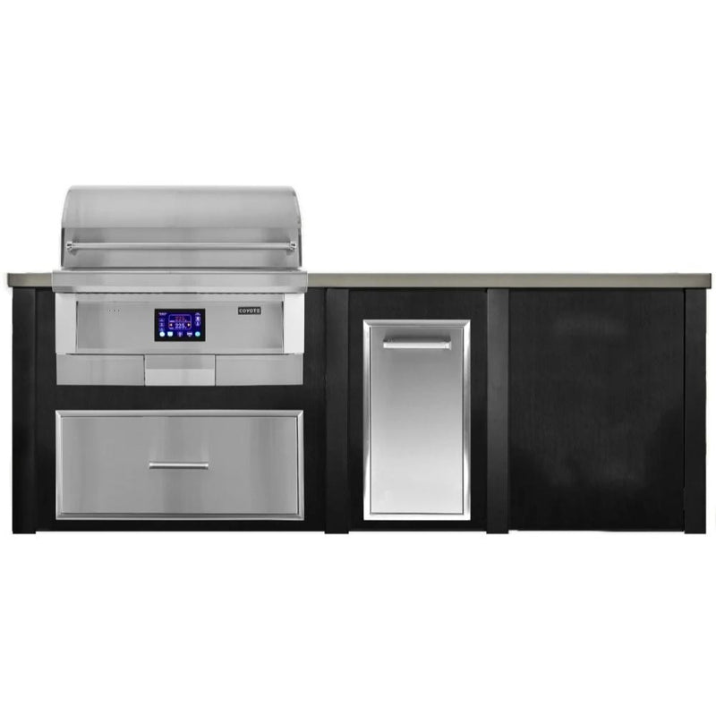 Haven 96-Inch Outdoor Kitchen Island with Plain Panel & Cutouts for 36-Inch Pellet Grill