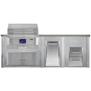 Haven 96-Inch Outdoor Kitchen Island with 36" Pellet Grill, Smart Drop Feed, Trash Drawer & 2 Drawer Cabinet