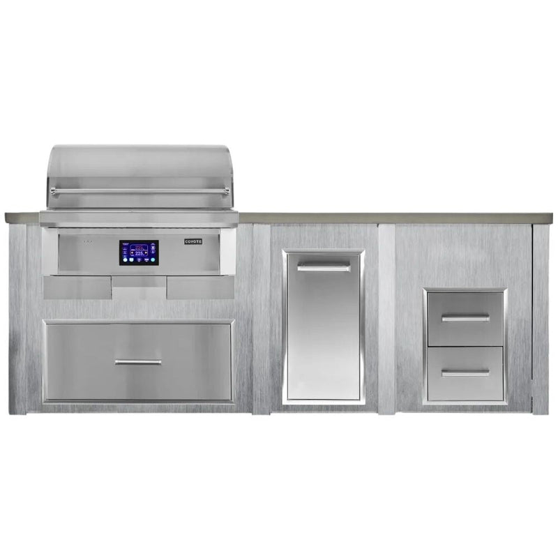 Haven 96-Inch Outdoor Kitchen Island with Cutouts for 36-Inch Pellet Grill & 2-Drawer Cabinet
