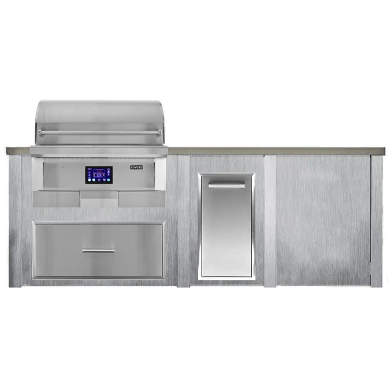 Haven 96-Inch Outdoor Kitchen Island with Plain Panel & Cutouts for 36-Inch Pellet Grill
