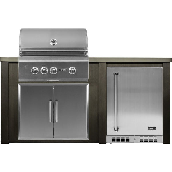 Haven Outdoor 72-Inch Outdoor Kitchen Island with 24-Inch Refrigerator, Gas Grill & Double Access Door
