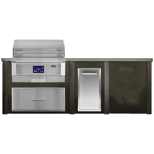 Haven 96-Inch Outdoor Kitchen Island with Plain Panel & Cutouts for 36-Inch Pellet Grill