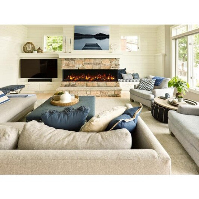 Amantii - Tru-View 50" Three Sided Slim Glass Electric Fireplace