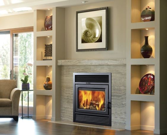 Astria Bainbridge - BIS  EPA Certified Wood-Burning Fireplace, Front Open, Circulating, Bainbridge EPA Wood Fp, White Smooth