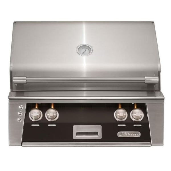 Alfresco 30" Matte Jet Black Built-In Gas Grill with Rotisserie, Sear Zone & Smoker Drawer

