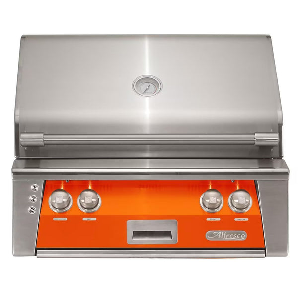 Alfresco 30" Luminous Orange Built-In Gas Grill with Rotisserie & Smoker System