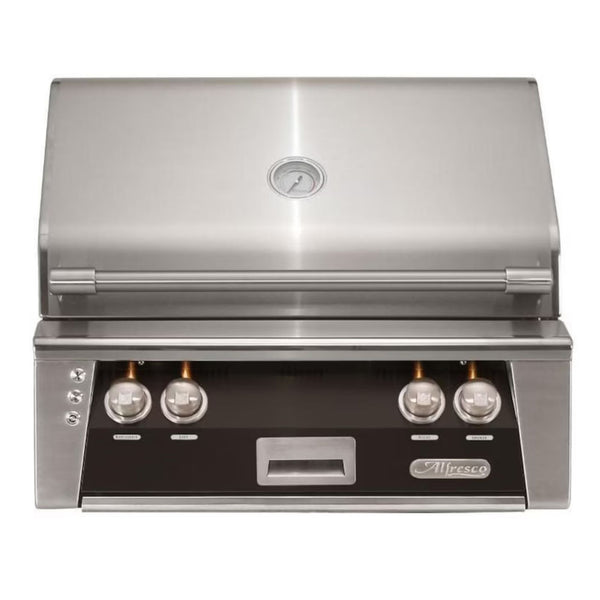 Alfresco 30" Matte Jet Black Built-In Gas Grill with Rotisserie & Smoker Drawer
