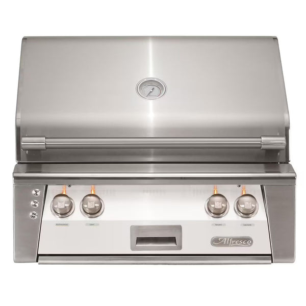 Alfresco 30" Built-In Signal White Gas Grill with Rotisserie & Smoker Drawer