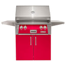Alfresco 30-Inch Stainless Steel Freestanding Gas Grill w/ Rotisserie in Raspberry Red